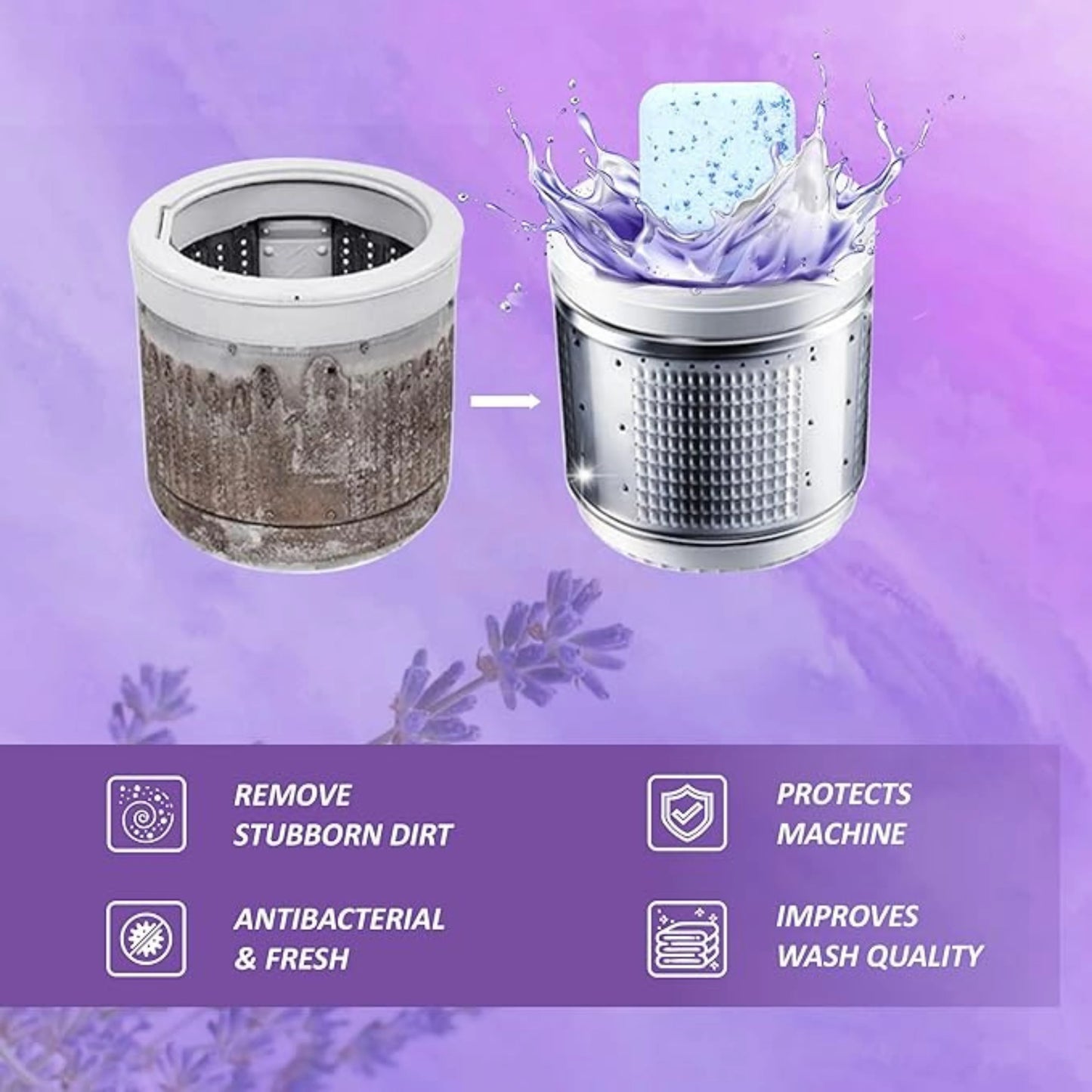 Lavender Scented Washing Machine Descaler Tablets - Pack of 12