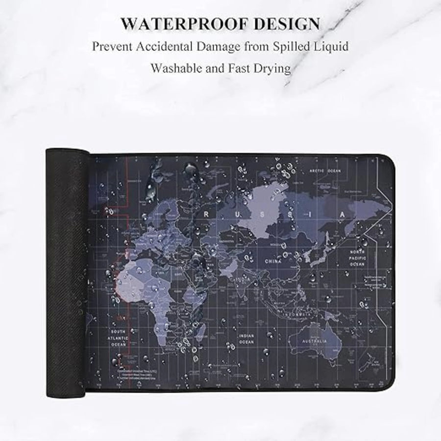 World Map Gaming Mouse Pad with Anti-Slip Base