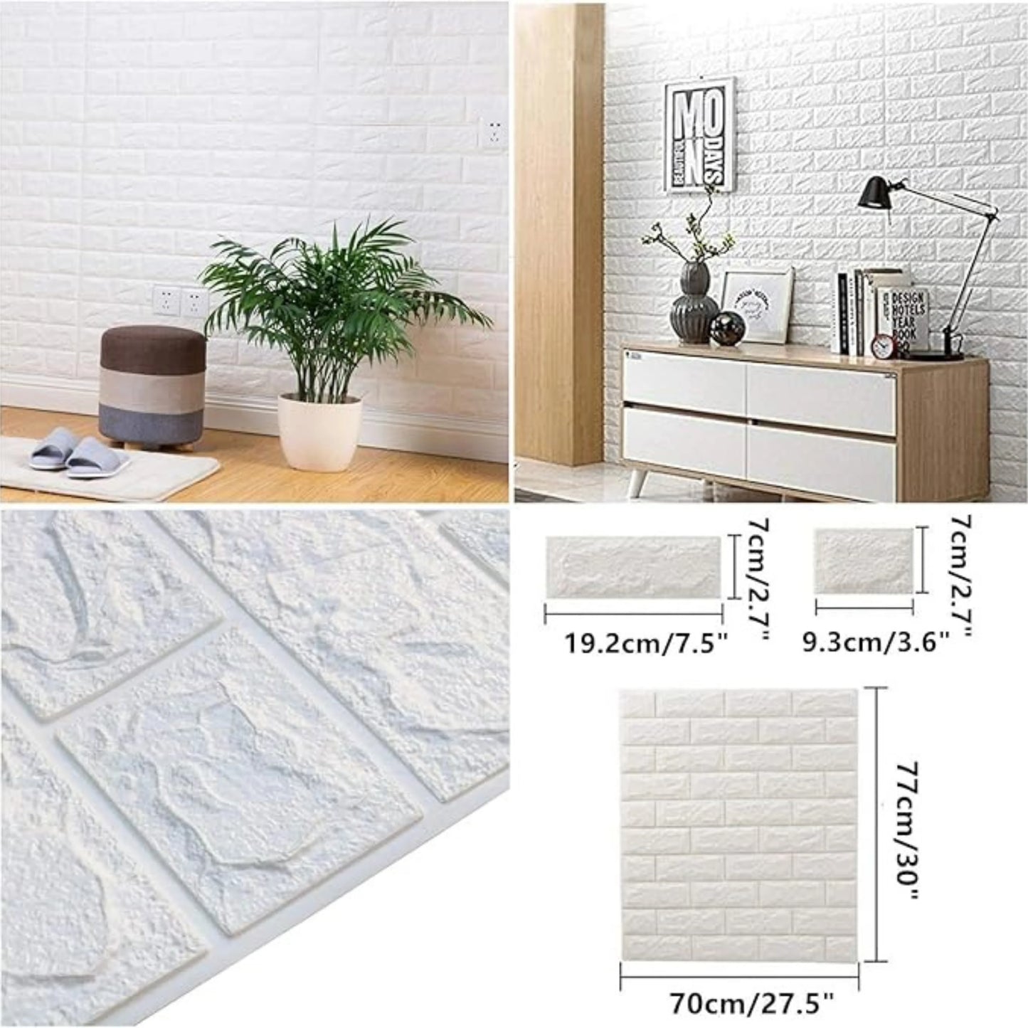 3D White Brick Wall Stickers