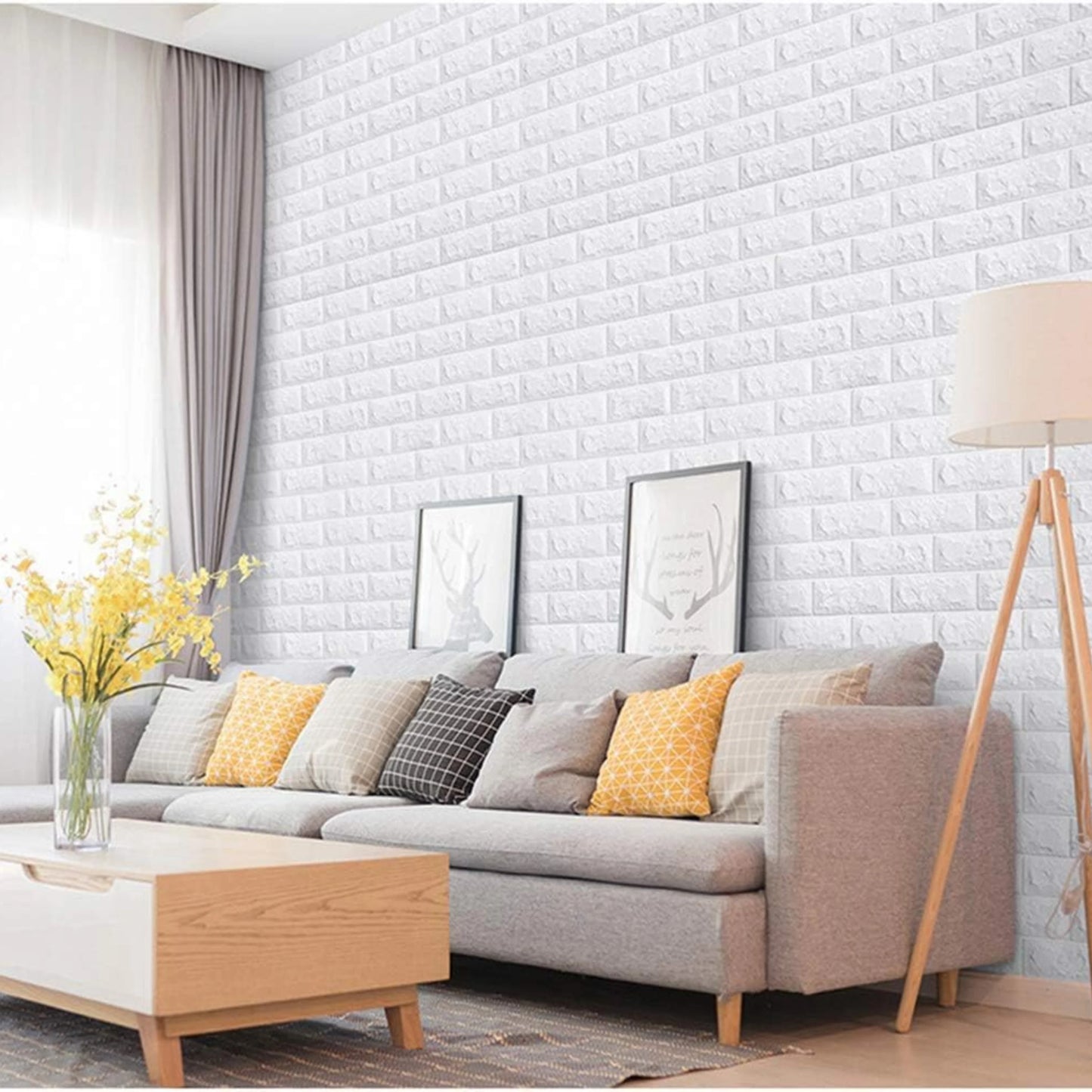 3D White Brick Wall Stickers