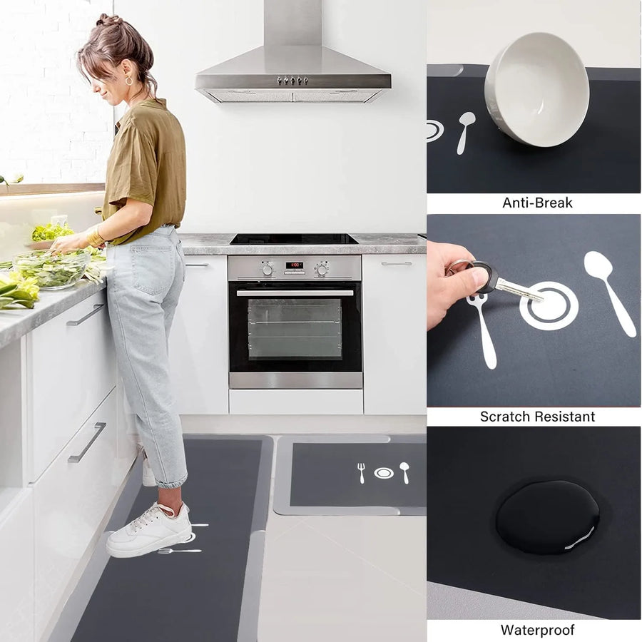 4-Layer Anti-Slip Kitchen Floor Mat Set (2 Pieces)