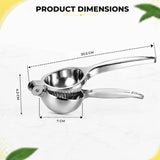 Stainless Steel Lemon Squeezer & Citrus Juicer, Manual Hand Press with Grooved Bowl and Ergonomic Handle for Lemon & Lime Juice Extraction