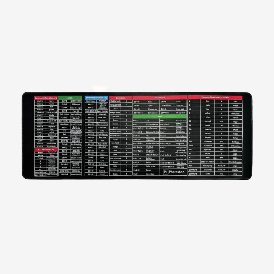 Large Extended Gaming Mouse Pad with Shortcut Guide
