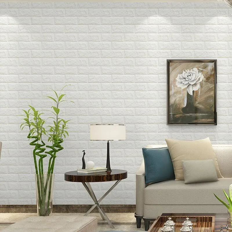 3D White Brick Wall Stickers
