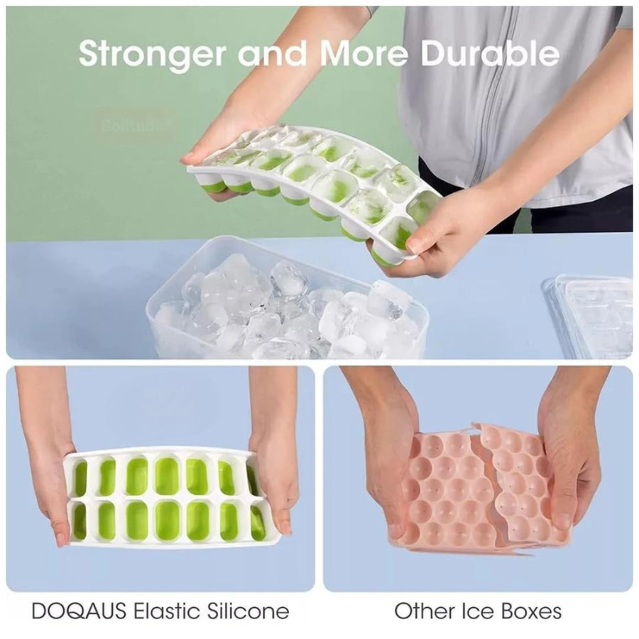 Silicone Square Pop-Up Ice Cube Tray, Stackable BPA-Free Design