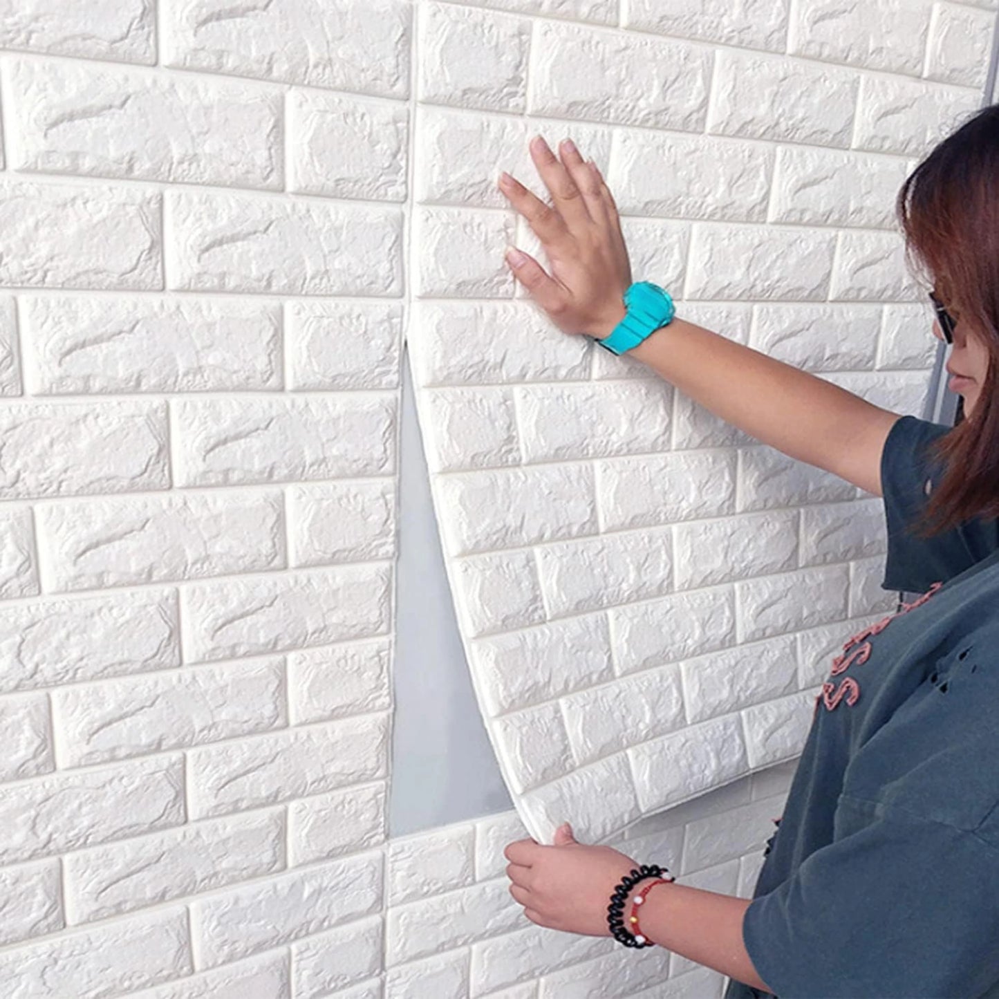 3D White Brick Wall Stickers