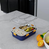 3-Compartment Stainless Steel Lunch Box with Leak Proof Lid
