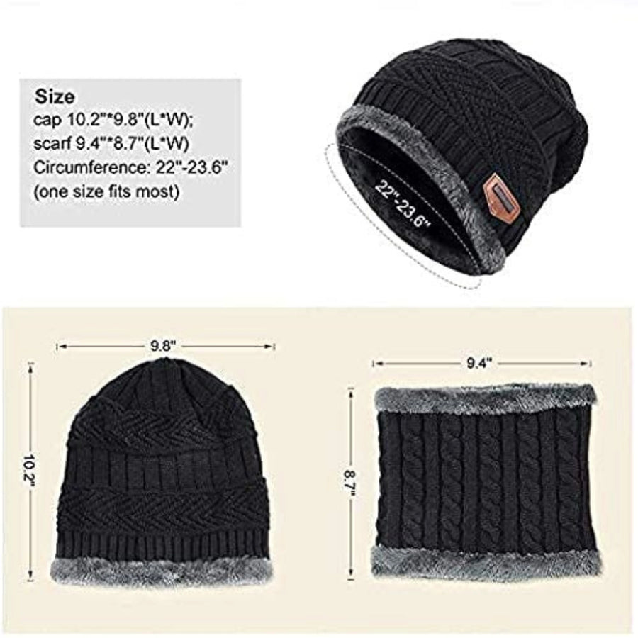 Winter Woolen Cap and Scarf Set for Men and Women