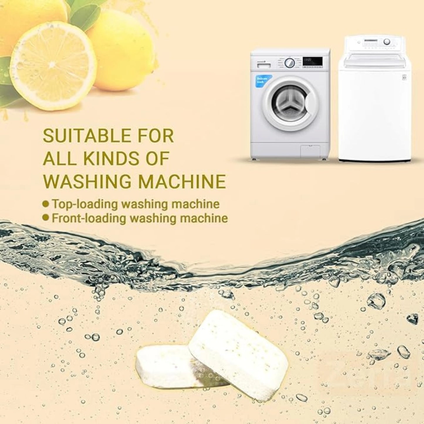Lemon Fragrance Washing Machine Cleaner Tablets (Pack of 12)