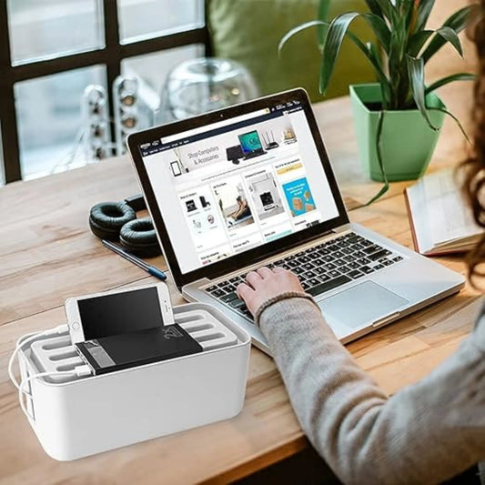 Cable Management and Power Strip Organizer Box