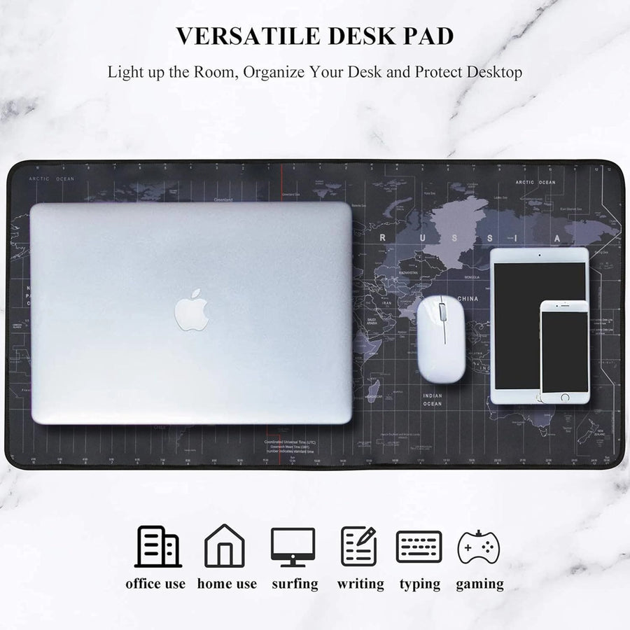 World Map Gaming Mouse Pad with Anti-Slip Base