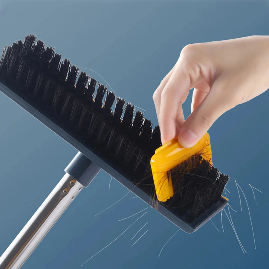 2-in-1 Floor Scrub Brush with Wiper for Bathroom and Tile Cleaning