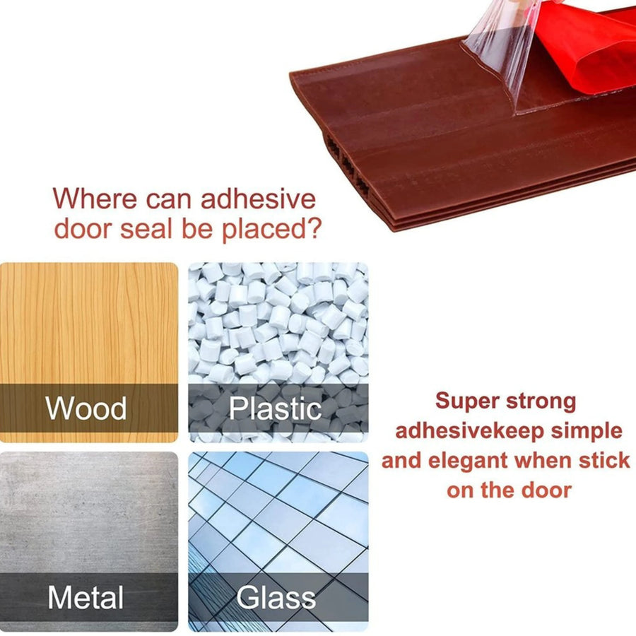 Silicone Door Sealing Strip | Strong Adhesive Weather Seal Brown