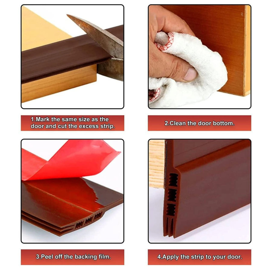 Silicone Door Sealing Strip | Strong Adhesive Weather Seal Brown