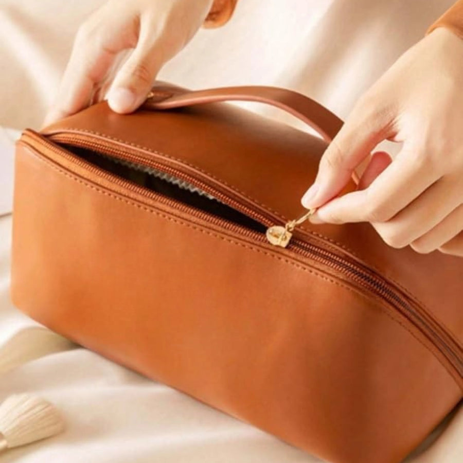 Women’s Waterproof Leather Makeup Organizer Bag