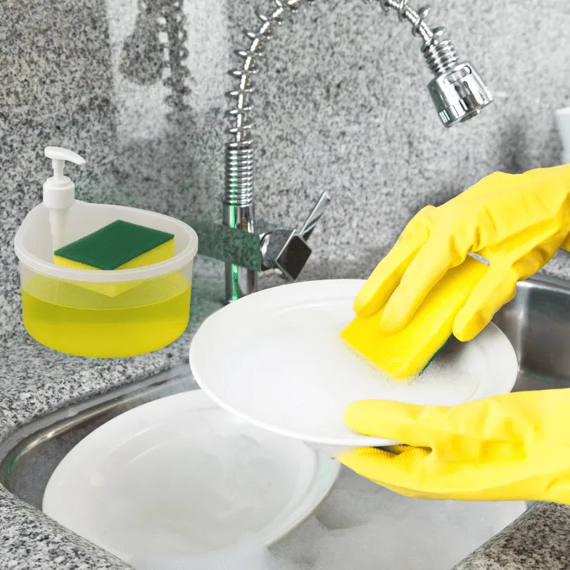 Double Layer Soap Dispenser with 2 Sponges