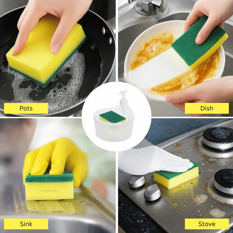 Double Layer Soap Dispenser with 2 Sponges