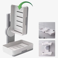 Double Layer Soap Dish with Drain Tray, No Drill