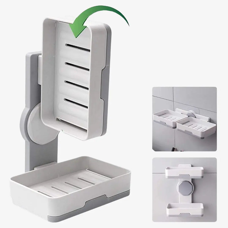 Double Layer Soap Dish with Drain Tray, No Drill