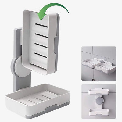 Double Layer Soap Dish with Drain Tray, No Drill