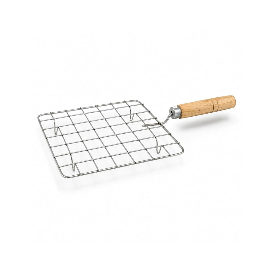Stainless Steel Square Roaster Jali with Wooden Handle for Gas Stove, Papad, Roti, Chapati, Paneer & Vegetable Roasting