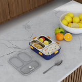 3-Compartment Stainless Steel Lunch Box with Leak Proof Lid