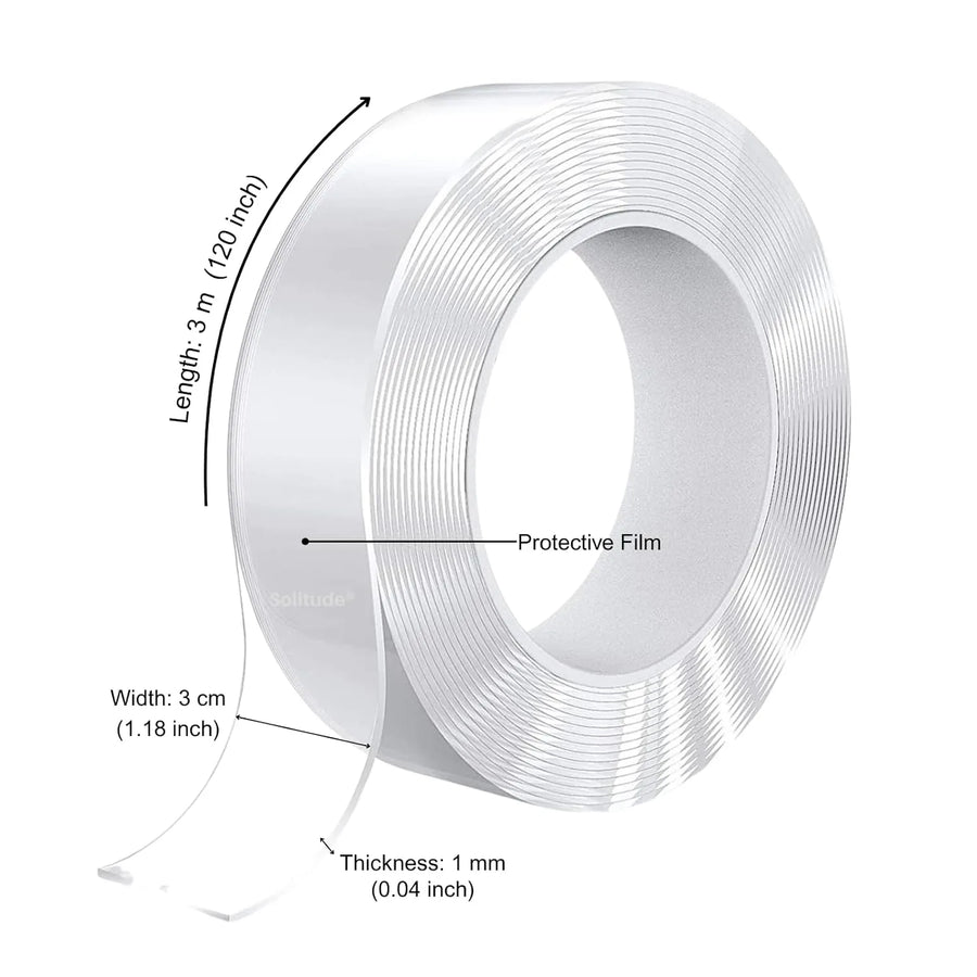 Double-Sided Transparent Tape Roll (3cm x 1mm x 3m)