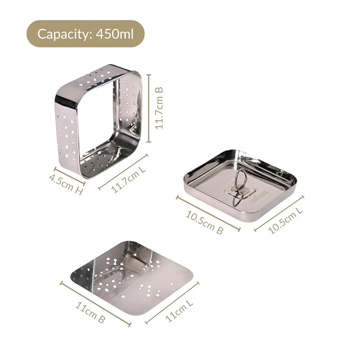 Stainless Steel Paneer Maker 450ml with Perforated Separator, Manual Paneer Press for Homemade Paneer, Chhena & Tofu