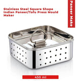 Stainless Steel Paneer Maker 450ml with Perforated Separator, Manual Paneer Press for Homemade Paneer, Chhena & Tofu
