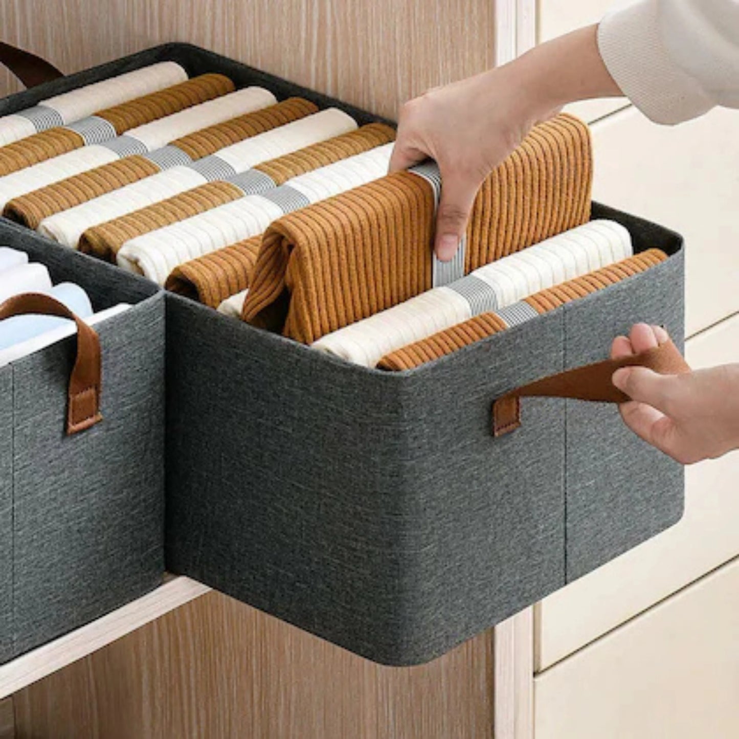 Clothing Storage Baskets with Metal Frame