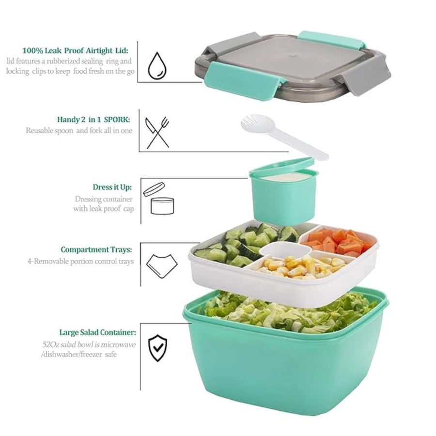 Salad Lunch Box with Dressing Container and Fork