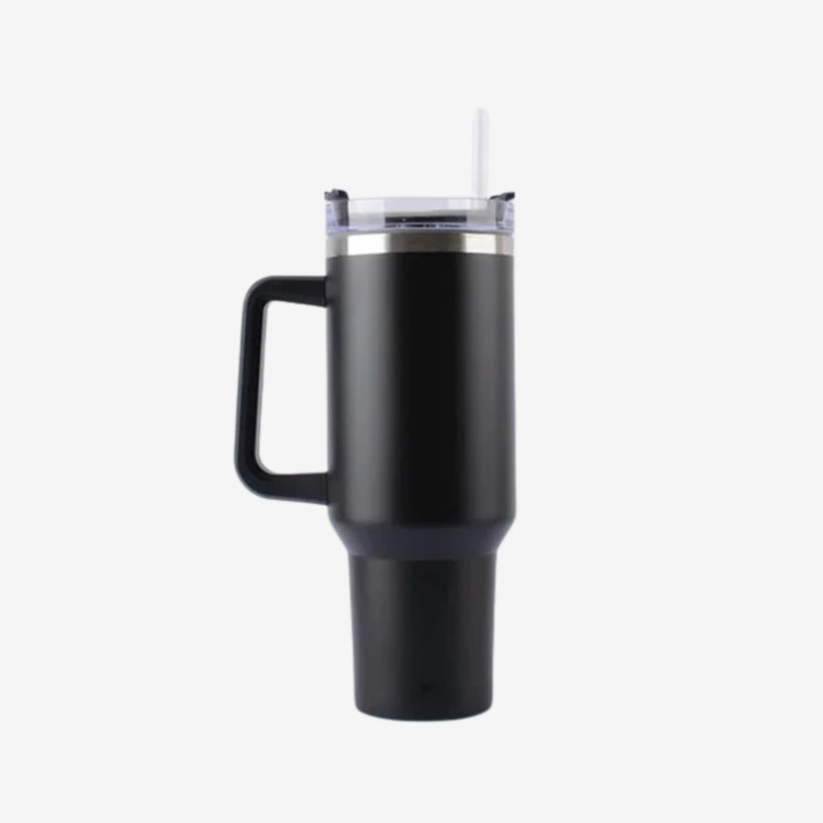 Insulated Stainless Steel Tumbler with Handle and Straw