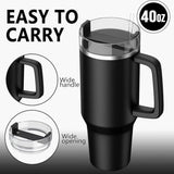 Insulated Stainless Steel Tumbler with Handle and Straw