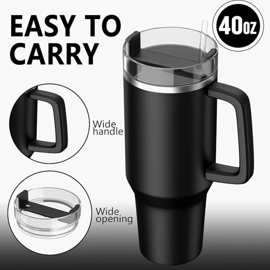 Insulated Stainless Steel Tumbler with Handle and Straw