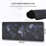 World Map Gaming Mouse Pad with Anti-Slip Base