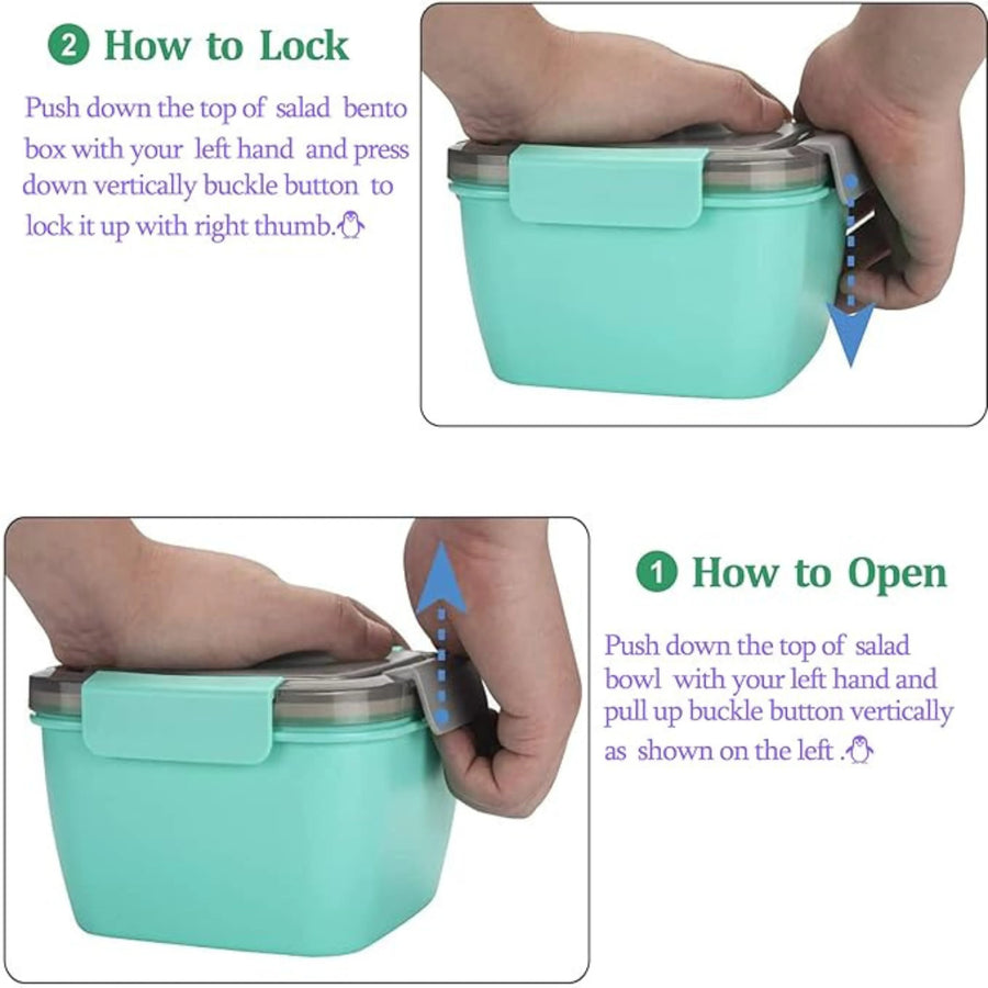 Salad Lunch Box with Dressing Container and Fork