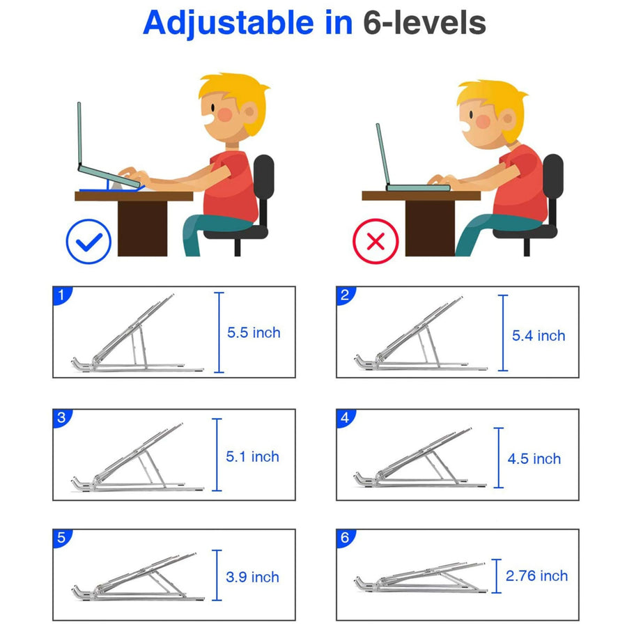Adjustable Laptop Stand with 7-Level Height Adjustment