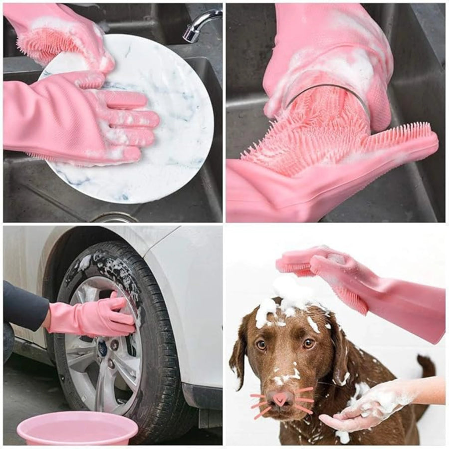 Magic Silicone Cleaning Gloves With Bristles