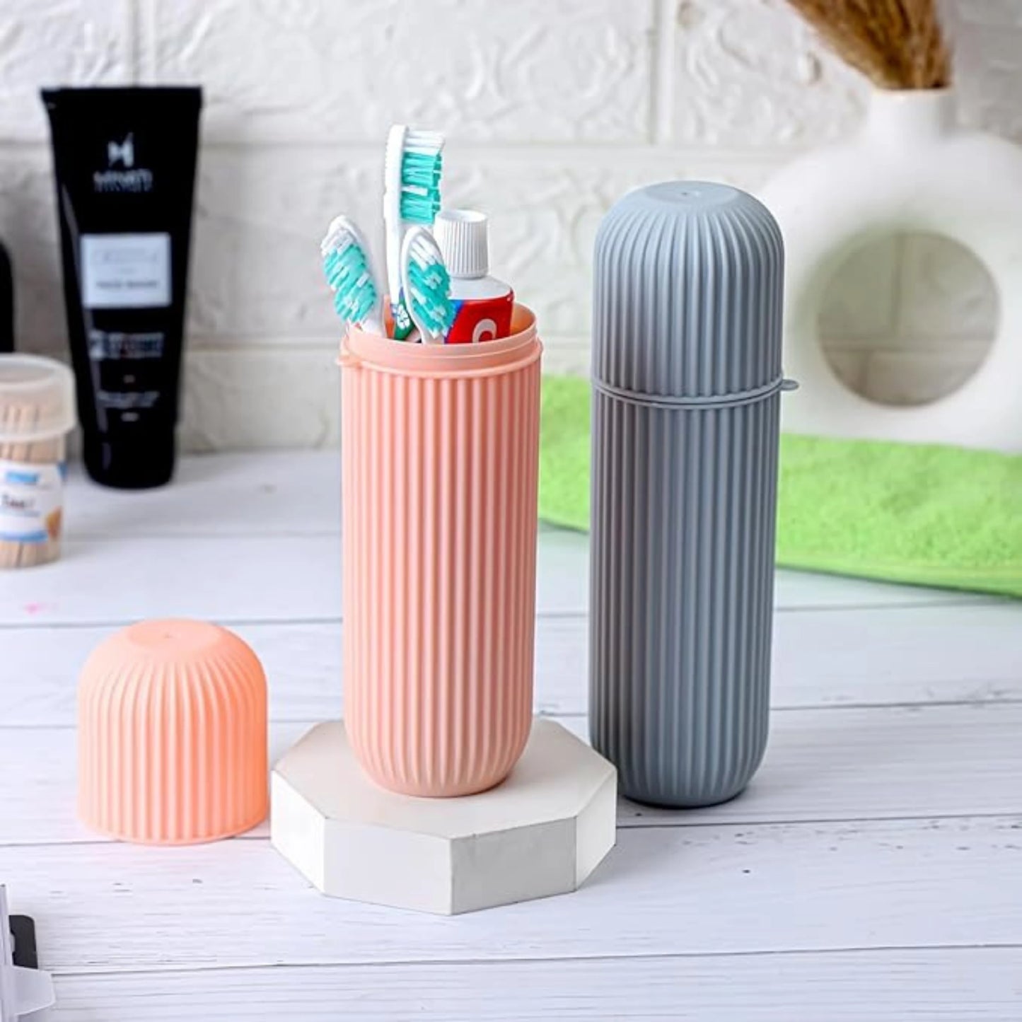 Portable Capsule Toothbrush and Toothpaste Holder