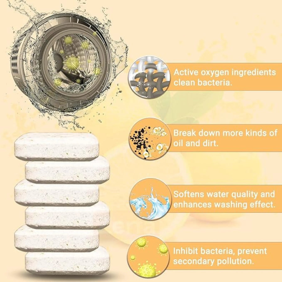 Lemon Scented Washing Machine Cleaner Descaling Tablets