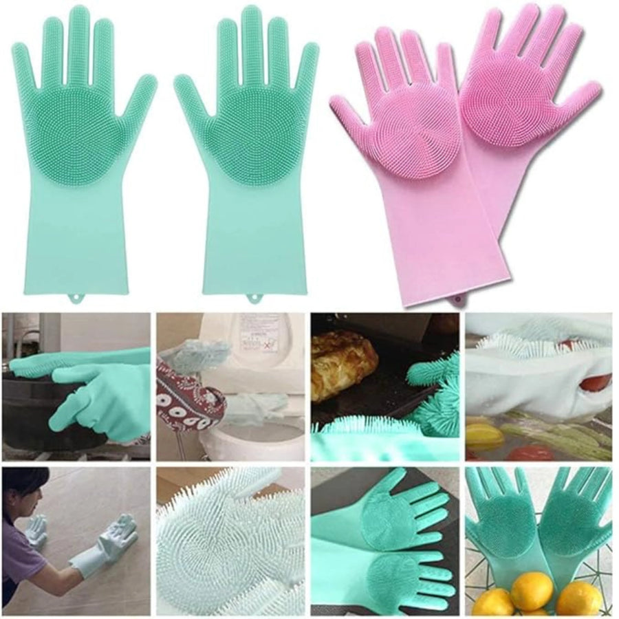 Magic Silicone Cleaning Gloves With Bristles