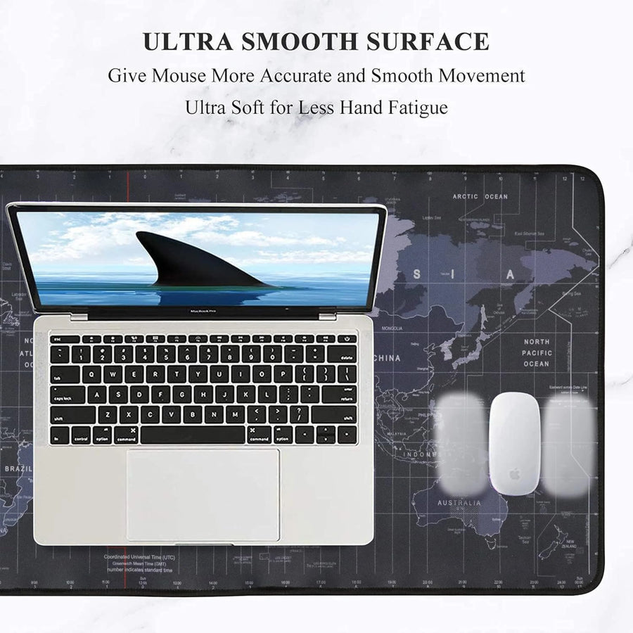 World Map Gaming Mouse Pad with Anti-Slip Base