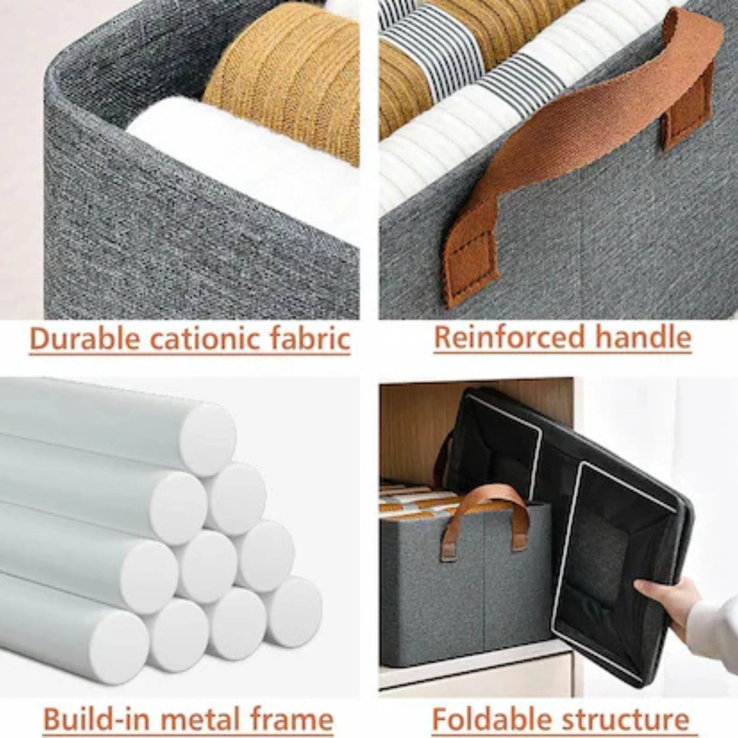 Clothing Storage Baskets with Metal Frame