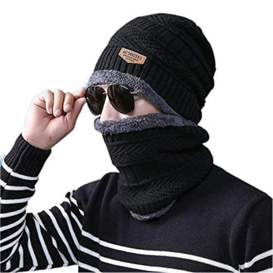 Winter Woolen Cap and Scarf Set for Men and Women