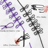 Cloth Drying Rope with 12 Clips, Stretchable Design